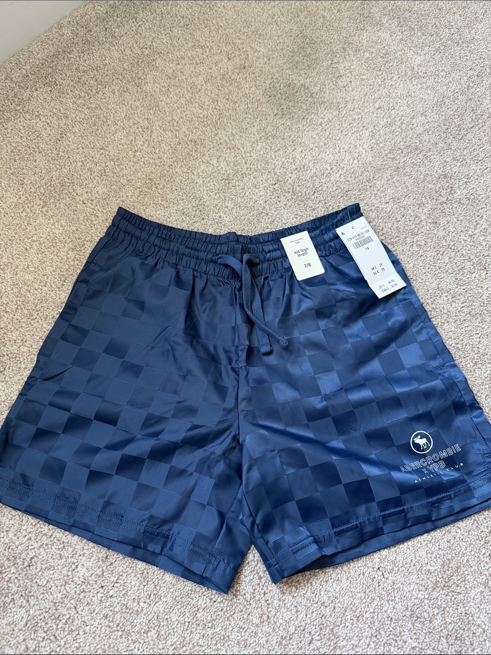 NWT! Abercrombie Kids Boys Navy Checkered Shorts